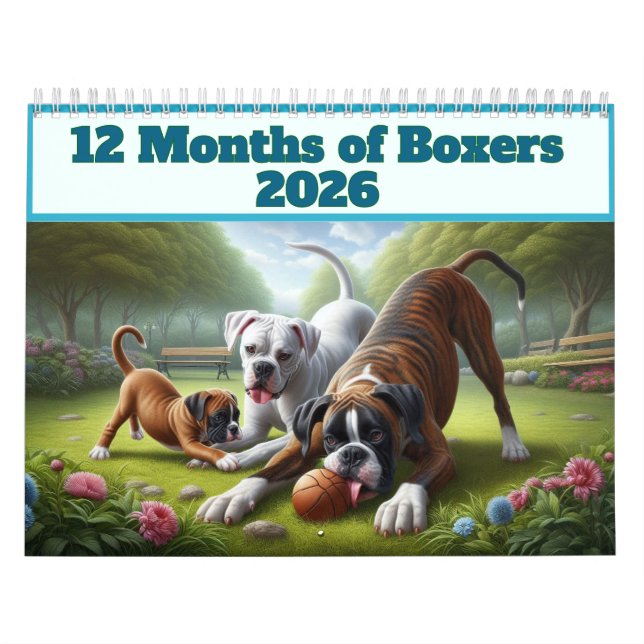12 Monate Boxer Hunde: Jahr Lange Boxer Dog Spaß Kalender (Titelbild)