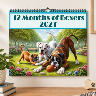 12 Monate Boxerhunde: Ein Jahr voller Boxerhund-Sp Kalender