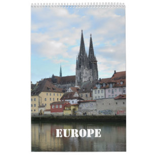 12 Monate europäischer Mauerkalender Kalender
