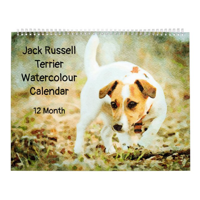 12 Monate Jack Russell Terrier Dogs Watercolor Ges Kalender (Titelbild)