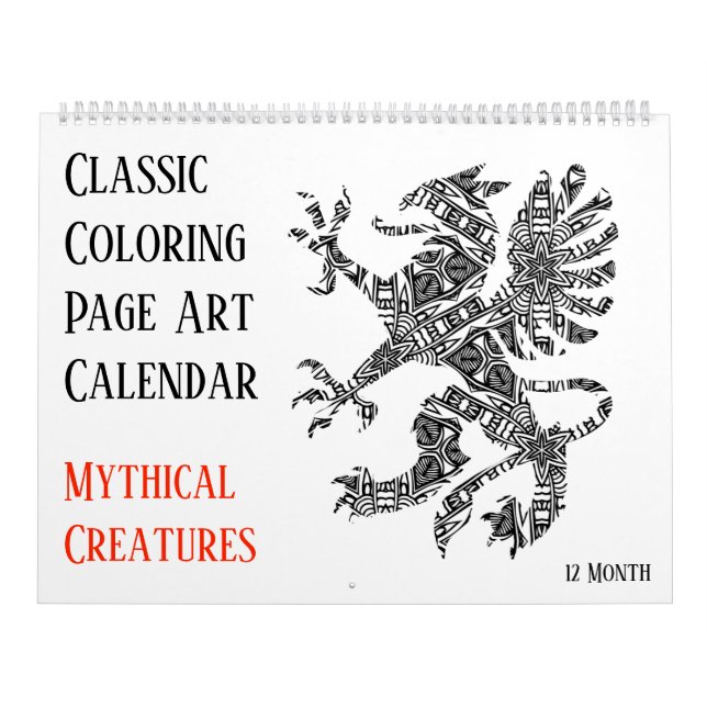 12 Monate Mythische Drachen Einhorn Erwachsene Fär Kalender (Titelbild)