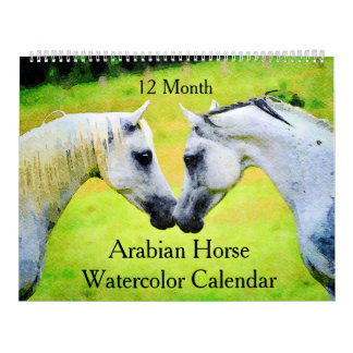 12 Monate Spirituosen Arabian Pferde Aquarellgesch Kalender