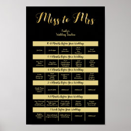 12 MONATE WEDDING PLANNER TEMPLATE Black Gold Poster