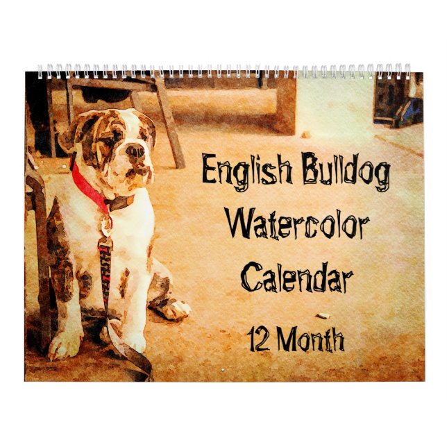 12-monatige englische Bulldogge britischer Stier Kalender (Titelbild)