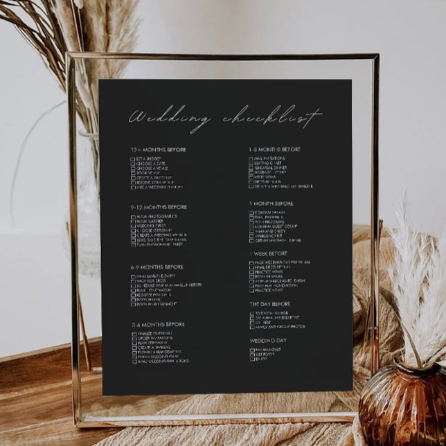 12-monatige schwarze Hochzeitliste (12 Month Black Wedding Checklist)