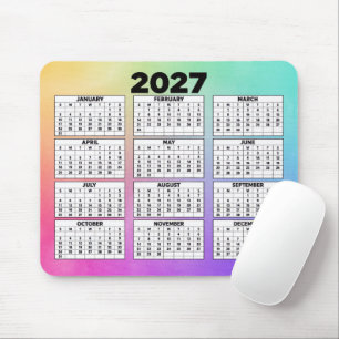 12-Monats-Kalender 2027 Regenbogen-Abstrakt Mousepad