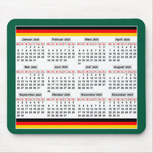 12-Monats-Kalender des Jahres 2025 Mousepad