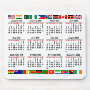 12-Monats-Kalender des Jahres 2025 Mousepad