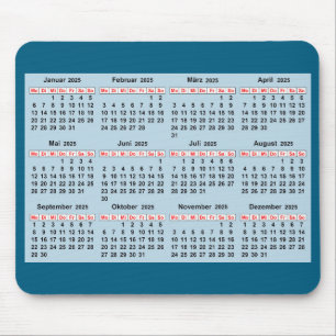 12-Monats-Kalender des Jahres 2025 Mousepad