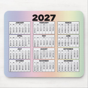 12-Monats-Kalender für 2027 auf Regenbogen Mousepad