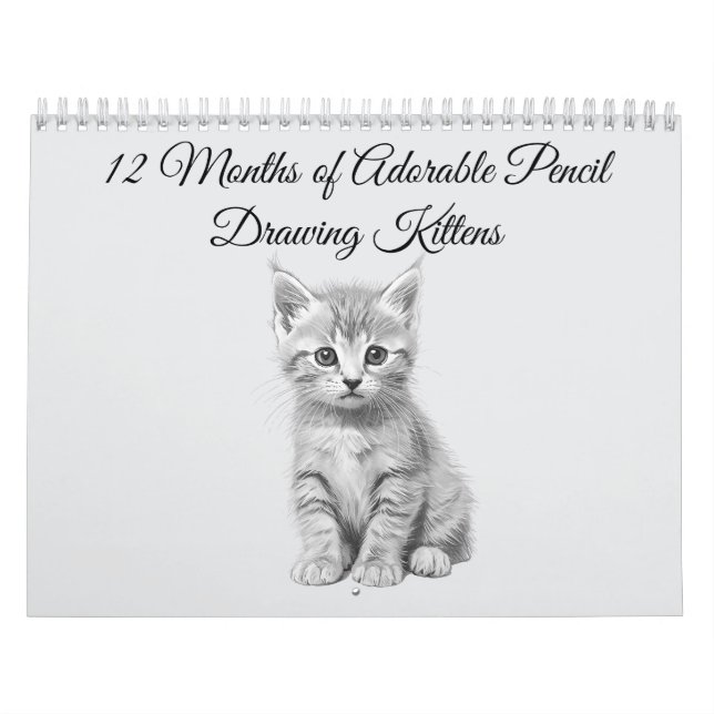 12 Months of Adorable Pencil Drawing Kittens Kalender (Titelbild)