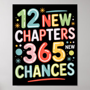12 neue Kapitel 365 Chancen Inspirierender Spruch Poster
