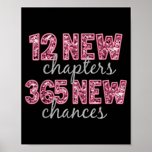 12 neue Kapitel 365 neue Chancen Frohes Neues Jahr Poster