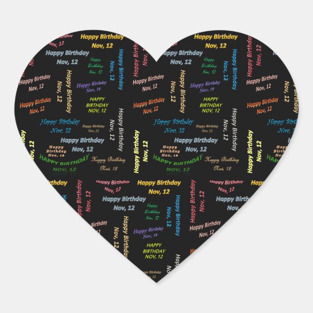 12. November Herz-Aufkleber (Vorderseite)