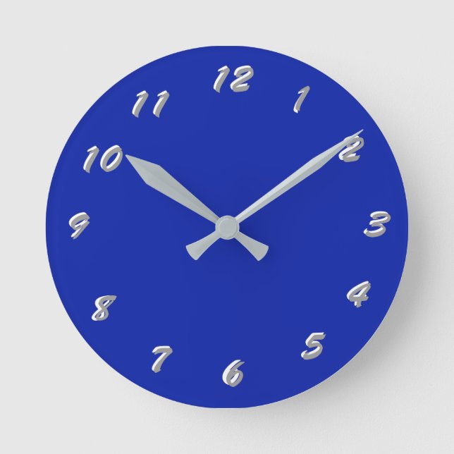 12 Nummern zur Auswahl unter Royal Blue Clock Runde Wanduhr (Vorderseite)
