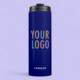 12 oz Blue Insulated Tumbler with Business Logo Thermosbecher