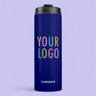 12 oz Blue Insulated Tumbler with Business Logo Thermosbecher