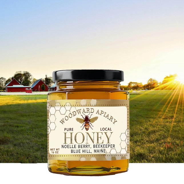12 oz Hexagon Honey mit Goldgrenze für Bienenwaben (Von Creator hochgeladen)