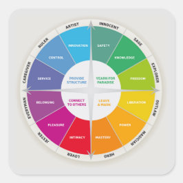 12 Personendiagramm Rainbow-Farben der Räder Quadratischer Aufkleber