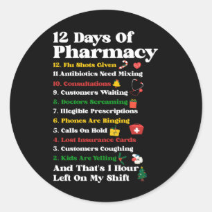 12 Pharmacy Funny Christmas Pharmacist Tec Runder Aufkleber