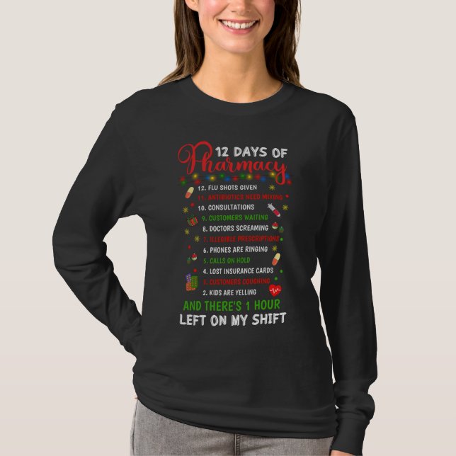 12 Pharmacy Funny Christmas Pharmacist Tec T-Shirt (Vorderseite)