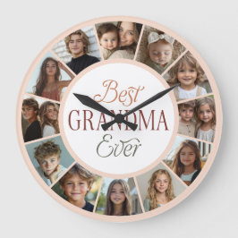 12 Photo Collage Best Grandma Ever Large Clock Große Wanduhr