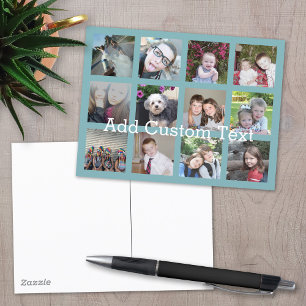 12 Photo Collage with Soft Blue Background Postkarte