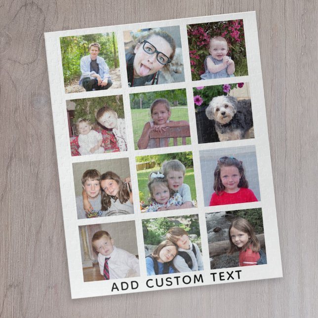 12 Photo Instagram Collage - white with black type Puzzle (12 photo personalized puzzle)