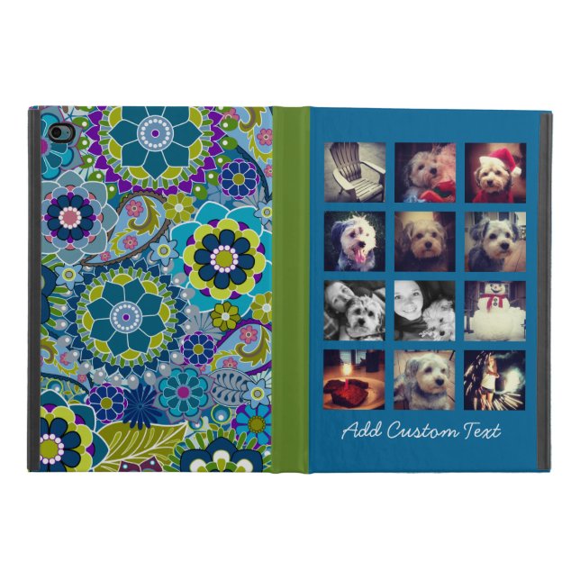 12 quadratische Foto Collage farbenfrohe Blumenmus iPad Mini 4 Hülle (Vorderseite)