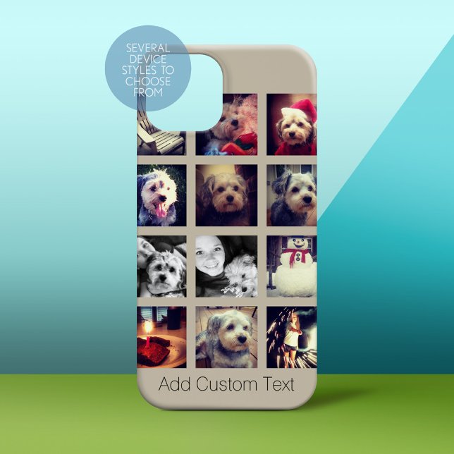 12 quadratische Foto-Collage mit taupe Hintergrund Case-Mate iPhone Hülle (Personalized Phone Case)