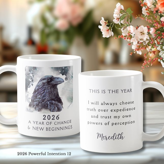 12. Rabe 2026 Jahr des Wandels Kraftvolle Absicht Kaffeetasse (Raven 2026 Year of Change and New Beginnings Powerful Intention 12 Coffee Mug)