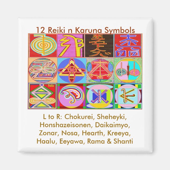 12 Reiki n Karuna Reiki Heilkonzepte Magnet (Vorne)