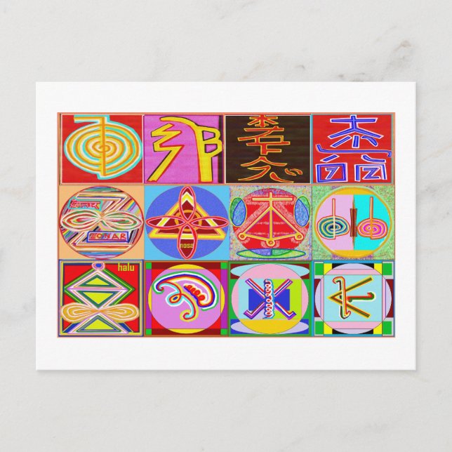 12 Reiki n Karuna Reiki Heilkonzepte Postkarte (Vorderseite)