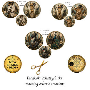 12" Runde Vintage-Gatsby-Glamour-Pferd-Giraffe-Sch Geschenkpapier Set