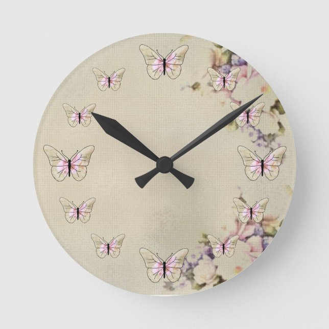 12 Schmetterlinge Runde Wanduhr (Vorderseite)