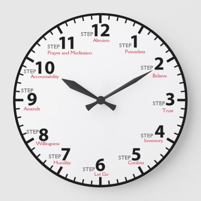 12 Schritt 12 Erholung Sobriety Sober Clean Große Wanduhr (Vorderseite)