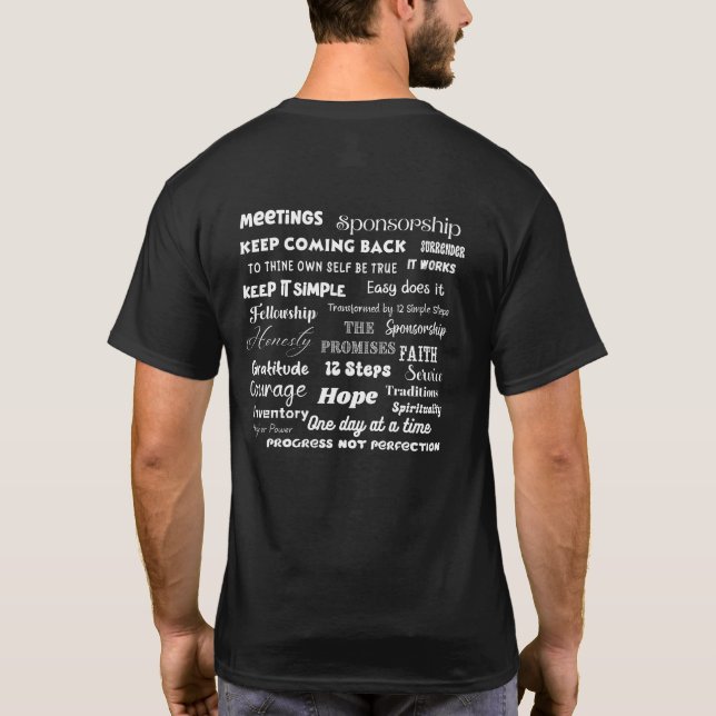 12 Schritt Recovery-Wörter & Slogans T-Shirt (Rückseite)