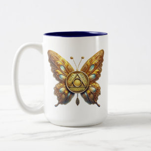 12-Schritte-Programm Nüchternheitsgebet Butterfl Zweifarbige Tasse