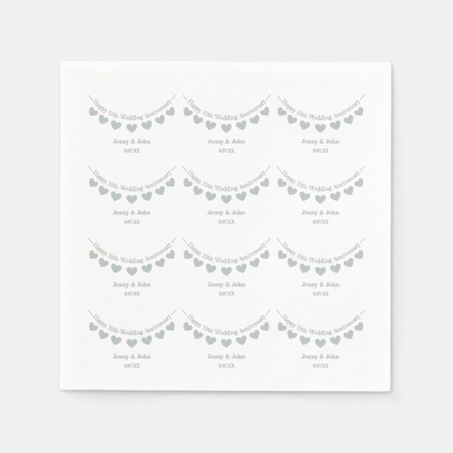 12. Seidenhochzeit Jubiläum bunting Design Serviette (Vorderseite)