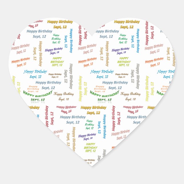 12. September Herz-Aufkleber (Vorderseite)