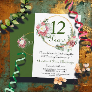 12. Silk Wedding Anniversary Rose Gold Frame Einladung