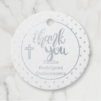12 SILVER FOIL Katholik Danke QUINCEANERA Geschenkanhänger