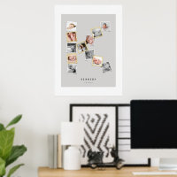 12 Snapshot Foto Collage Baby's Name Monogram K