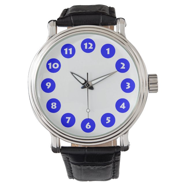 12 Spots - Blau auf Weiß Armbanduhr (Vorderseite)