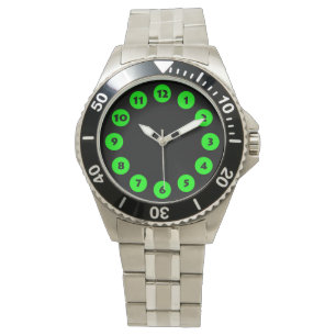 12 Spots - grün auf schwarz Armbanduhr