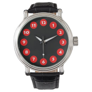 12 Spots - rot auf schwarz Armbanduhr