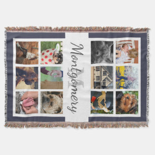 12 Square Fotos Familienname und Monogramm Decke