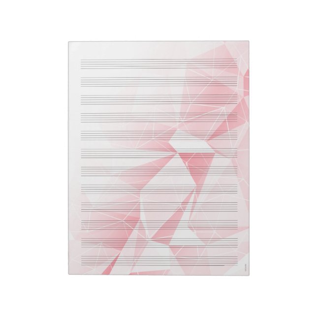12 Staves Weißes Musikblatt Papier Pink Notepad Notizblock (Rotiert)