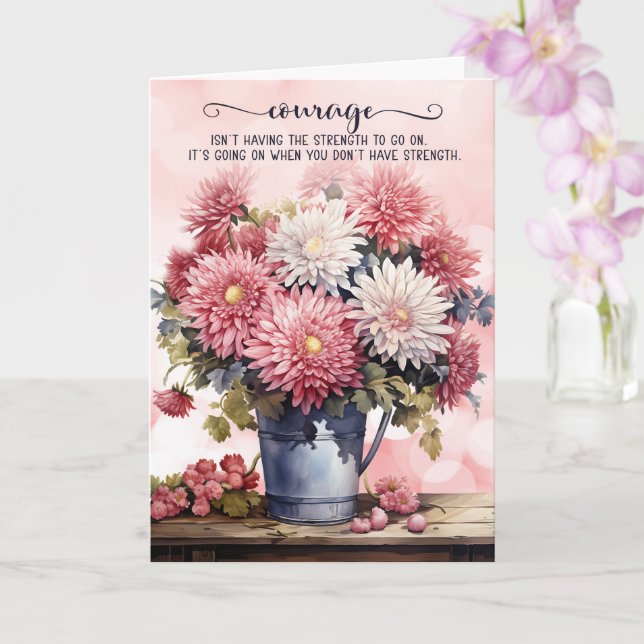 12 Step Encouragement Pink Chrysanthemums Karte (Orchidee)
