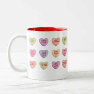 12 Step Erholung Slogan in Conversation Hearts Tas Zweifarbige Tasse